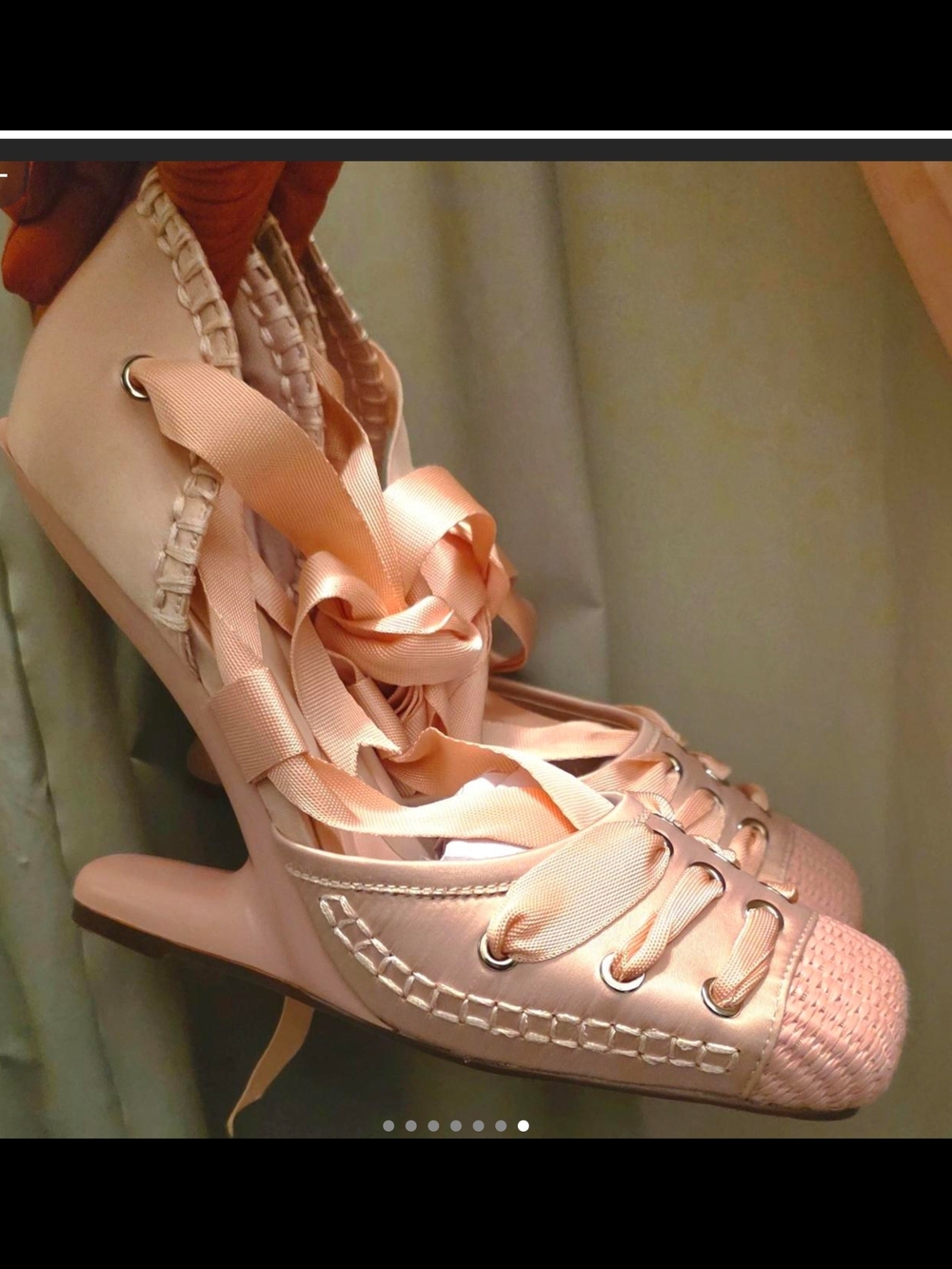 AKIRA Pink Satin Lace-Up Heels with Ribbon Wrap - Picture 6 of 6